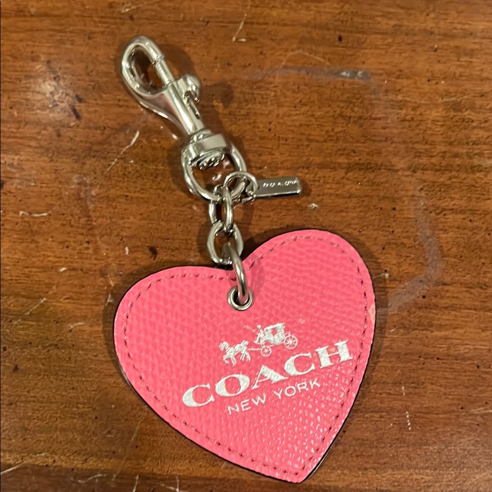 Coach Pink Heart Keychain